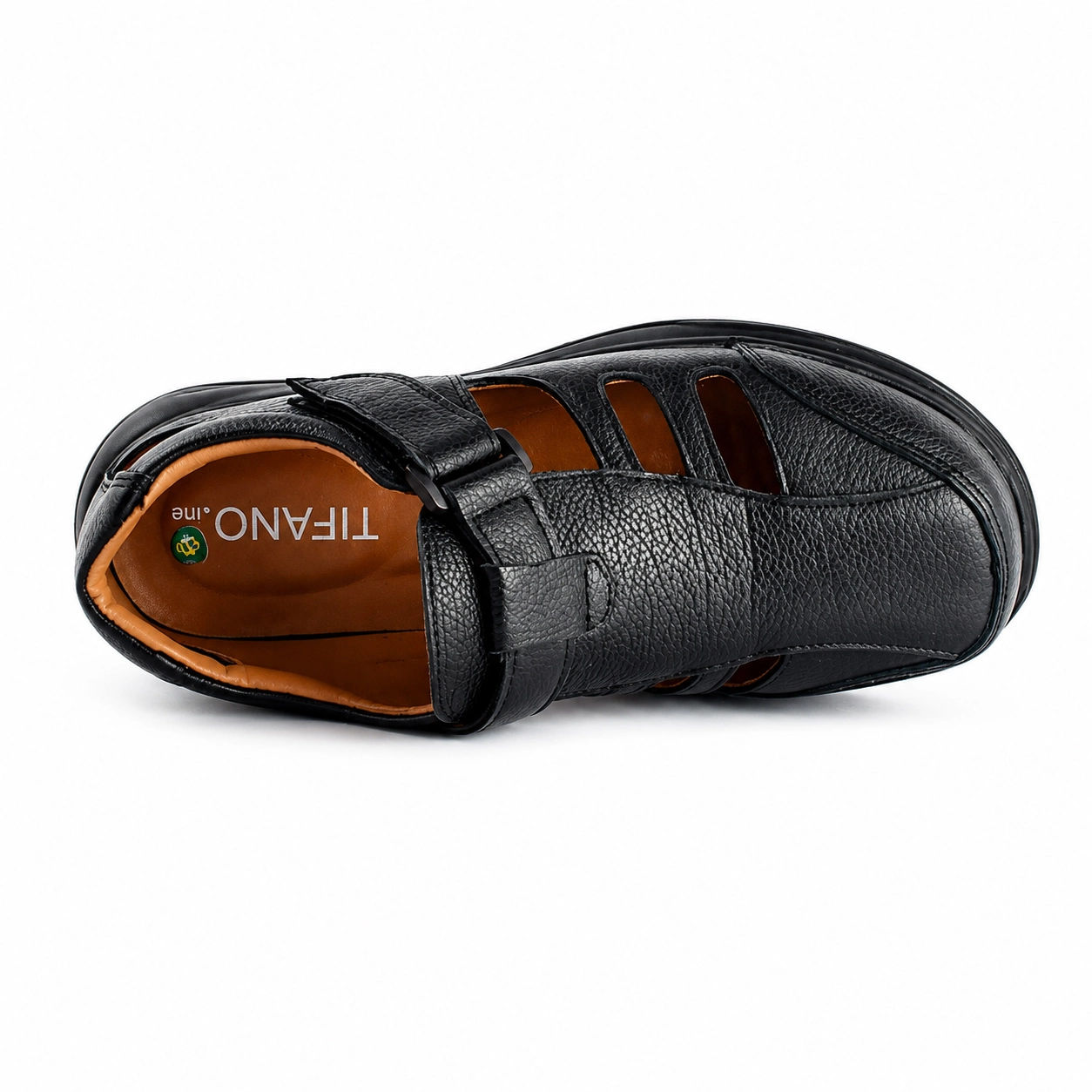 Sandale pour homme confort SM121 noir Cuir miniature